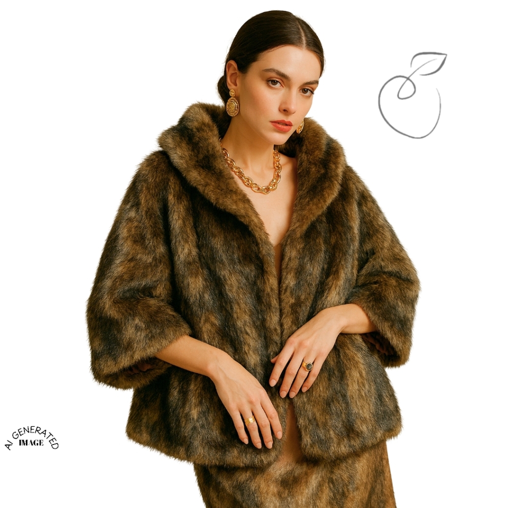 REGINA GLENARA BY GLENOIT FAUX FUR CAPELET OS
